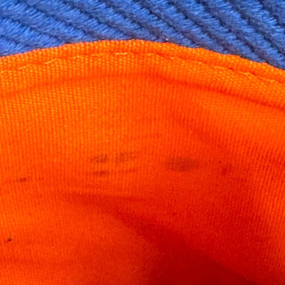 Bath And Body Works Blue Canvas Tote Bag Orange Interior HAS SOME STAINS!READ! - Picture 9 of 14